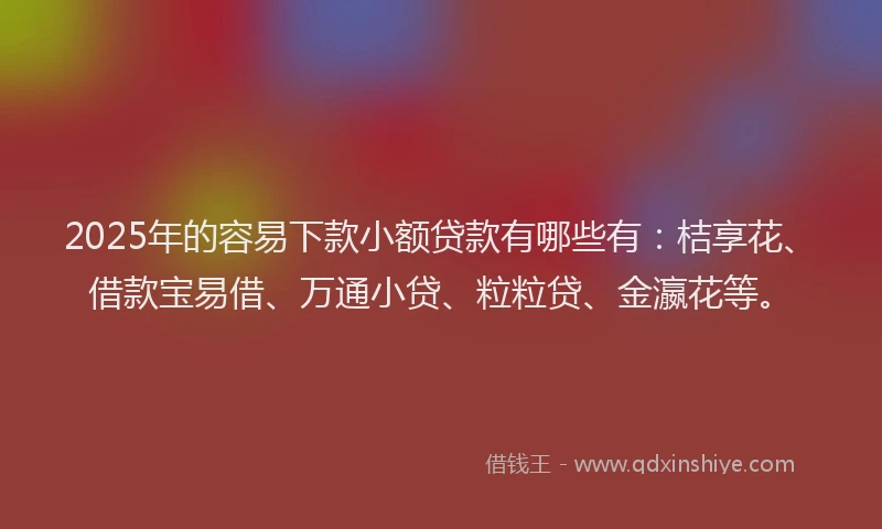 2025年的容易下款小额贷款有哪些有：桔享花、借款宝易借、万通小贷、粒粒贷、金瀛花等。