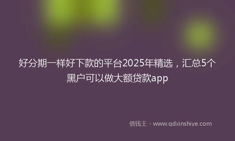 好分期一样好下款的平台2025年精选，汇总5个黑户可以做大额贷款app