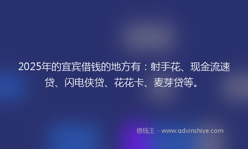 2025年的宜宾借钱的地方有：射手花、现金流速贷、闪电侠贷、花花卡、麦芽贷等。