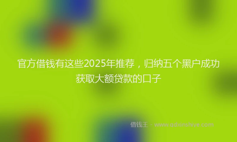官方借钱有这些2025年推荐，归纳五个黑户成功获取大额贷款的口子