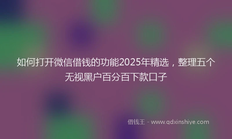 如何打开微信借钱的功能2025年精选，整理五个无视黑户百分百下款口子