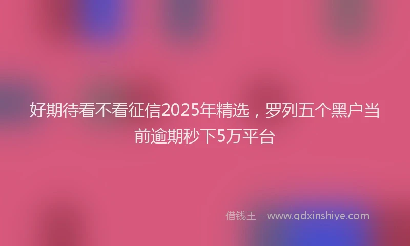 好期待看不看征信2025年精选，罗列五个黑户当前逾期秒下5万平台