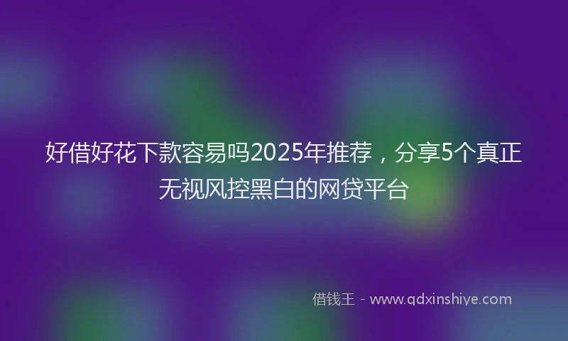 好借好花下款容易吗2025年推荐，分享5个真正无视风控黑白的网贷平台