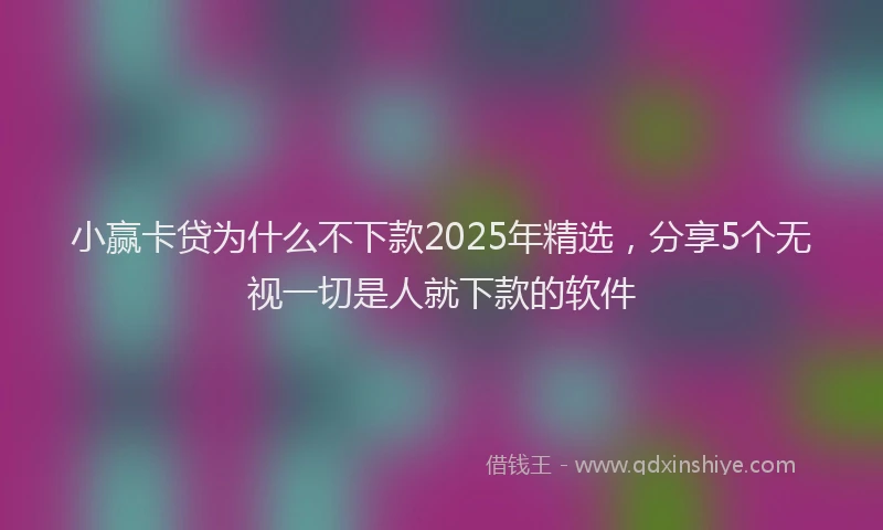 小赢卡贷为什么不下款2025年精选，分享5个无视一切是人就下款的软件