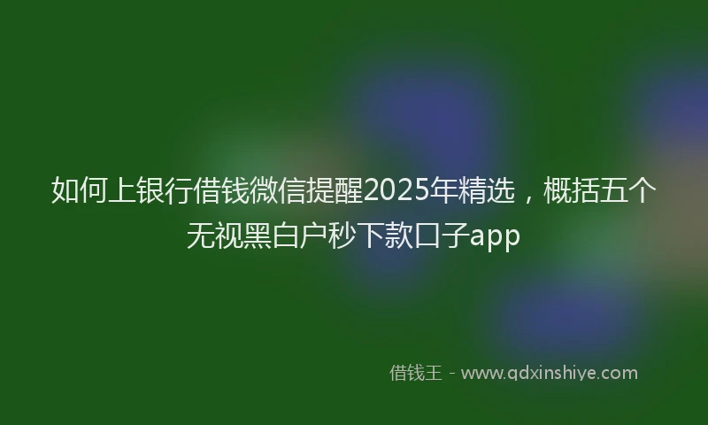 如何上银行借钱微信提醒2025年精选，概括五个无视黑白户秒下款口子app