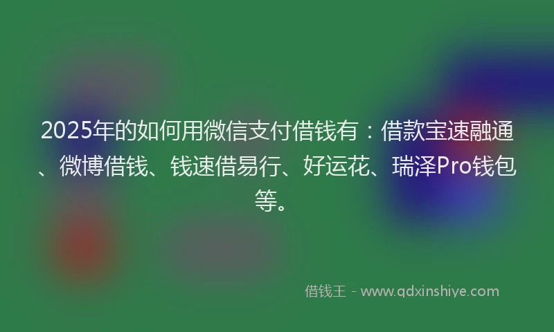 2025年的如何用微信支付借钱有：借款宝速融通、微博借钱、钱速借易行、好运花、瑞泽Pro钱包等。