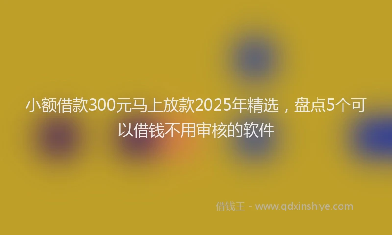 小额借款300元马上放款2025年精选，盘点5个可以借钱不用审核的软件