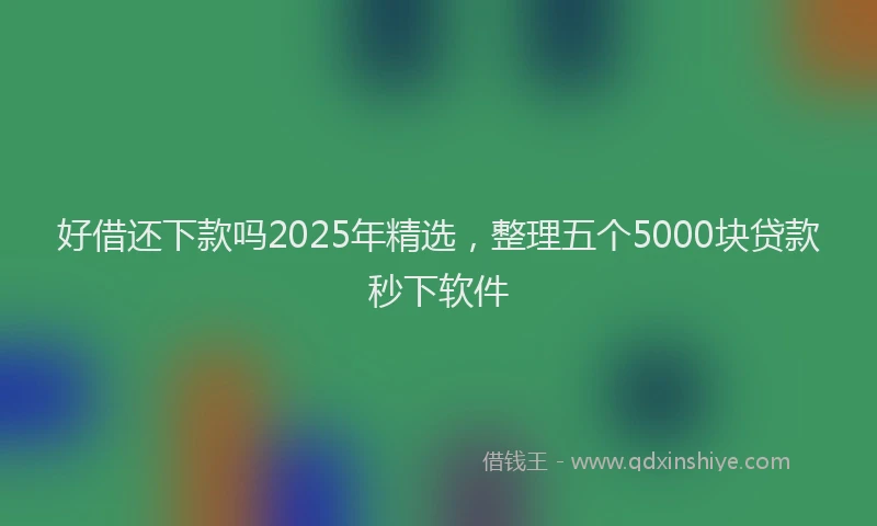 好借还下款吗2025年精选，整理五个5000块贷款秒下软件
