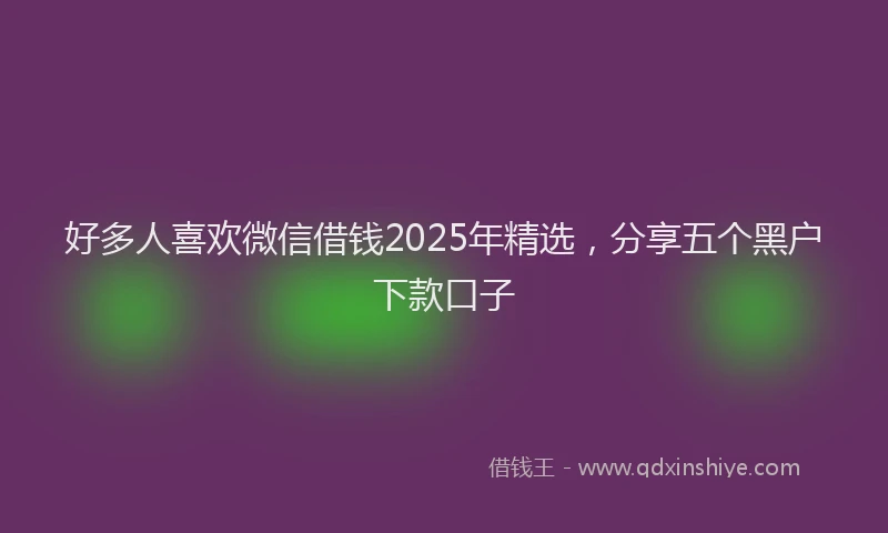 好多人喜欢微信借钱2025年精选，分享五个黑户下款口子