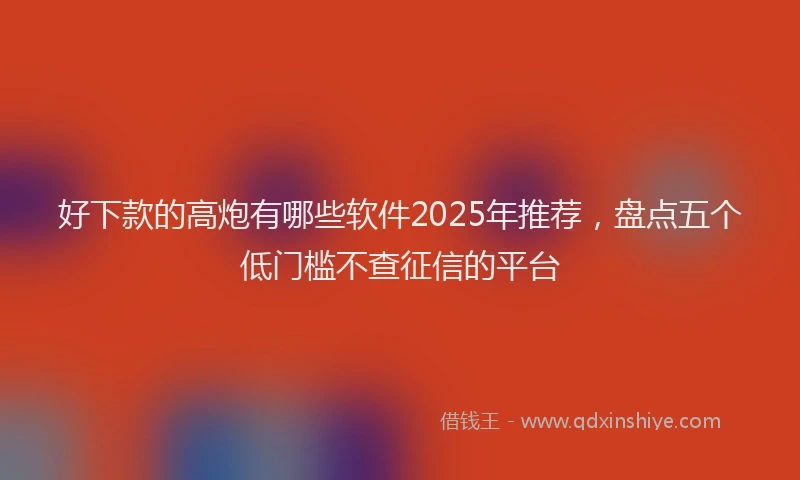 好下款的高炮有哪些软件2025年推荐，盘点五个低门槛不查征信的平台
