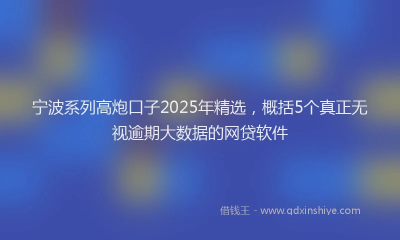 宁波系列高炮口子2025年精选，概括5个真正无视逾期大数据的网贷软件