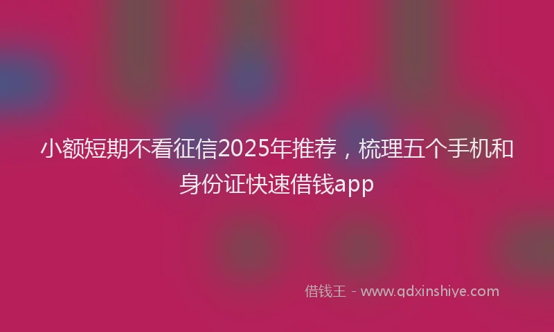 小额短期不看征信2025年推荐，梳理五个手机和身份证快速借钱app