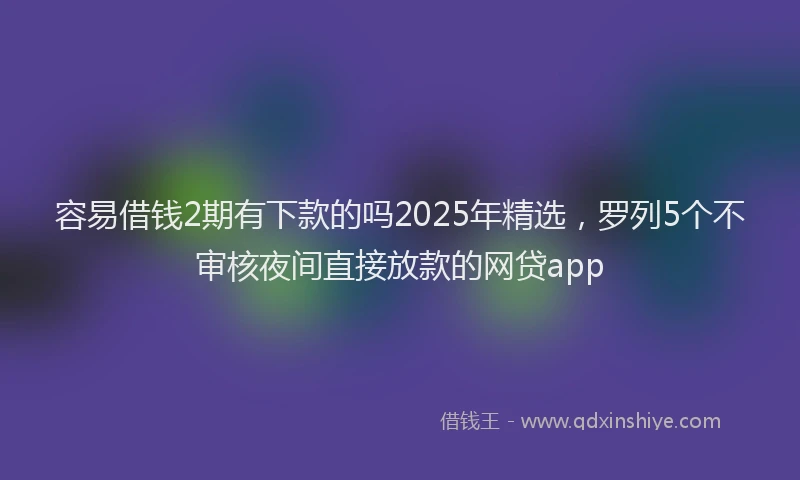 容易借钱2期有下款的吗2025年精选，罗列5个不审核夜间直接放款的网贷app