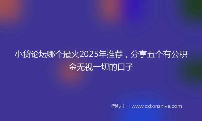 小贷论坛哪个最火2025年推荐，分享五个有公积金无视一切的口子