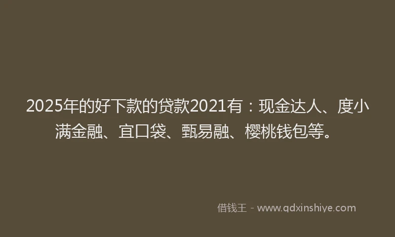2025年的好下款的贷款2021有：现金达人、度小满金融、宜口袋、甄易融、樱桃钱包等。