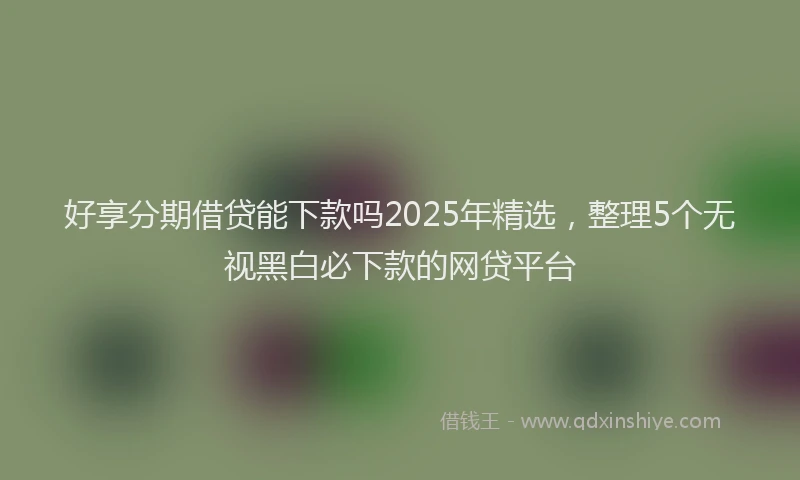 好享分期借贷能下款吗2025年精选，整理5个无视黑白必下款的网贷平台