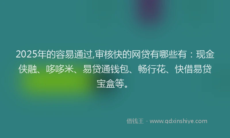 2025年的容易通过,审核快的网贷有哪些有：现金侠融、哆哆米、易贷通钱包、畅行花、快借易贷宝盒等。
