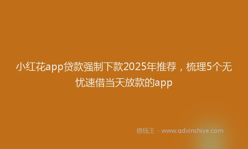 小红花app贷款强制下款2025年推荐，梳理5个无忧速借当天放款的app