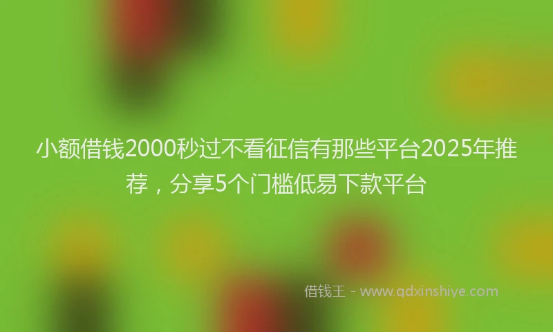 小额借钱2000秒过不看征信有那些平台2025年推荐,分享5个门槛低易下款平台