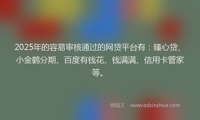 2025年的容易审核通过的网贷平台有：臻心贷、小金鹤分期、百度有钱花、钱满满、信用卡管家等。