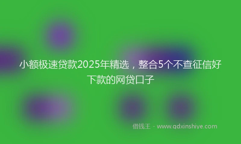 小额极速贷款2025年精选，整合5个不查征信好下款的网贷口子