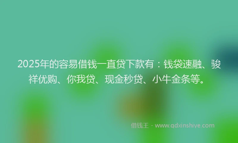 2025年的容易借钱一直贷下款有：钱袋速融、骏祥优购、你我贷、现金秒贷、小牛金条等。