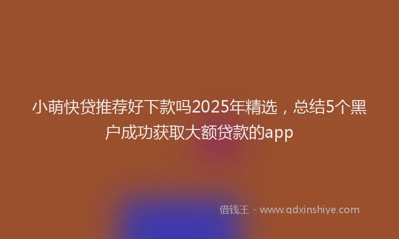 小萌快贷推荐好下款吗2025年精选，总结5个黑户成功获取大额贷款的app