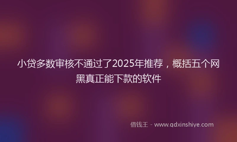 小贷多数审核不通过了2025年推荐，概括五个网黑真正能下款的软件