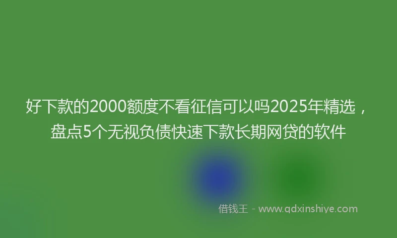 好下款的2000额度不看征信可以吗2025年精选，盘点5个无视负债快速下款长期网贷的软件