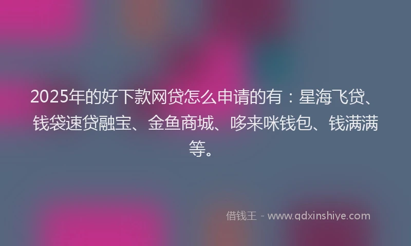 2025年的好下款网贷怎么申请的有：星海飞贷、钱袋速贷融宝、金鱼商城、哆来咪钱包、钱满满等。