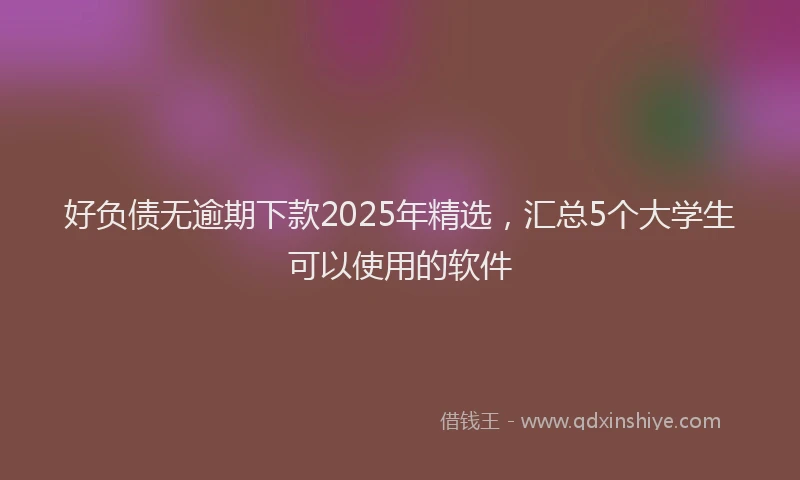 好负债无逾期下款2025年精选，汇总5个大学生可以使用的软件
