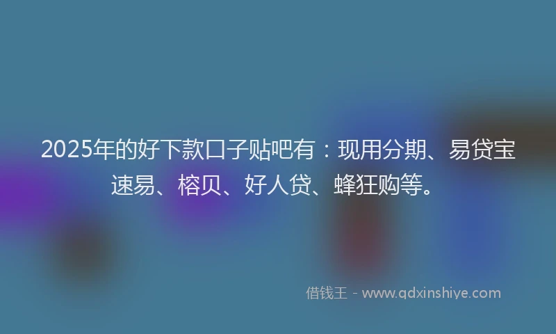 2025年的好下款口子贴吧有：现用分期、易贷宝速易、榕贝、好人贷、蜂狂购等。