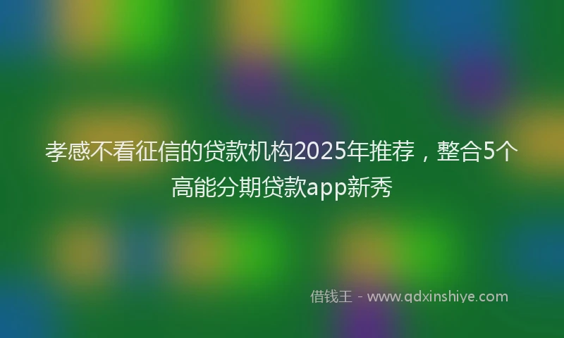 孝感不看征信的贷款机构2025年推荐，整合5个高能分期贷款app新秀