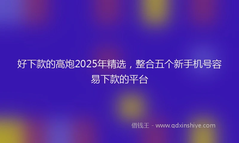 好下款的高炮2025年精选，整合五个新手机号容易下款的平台