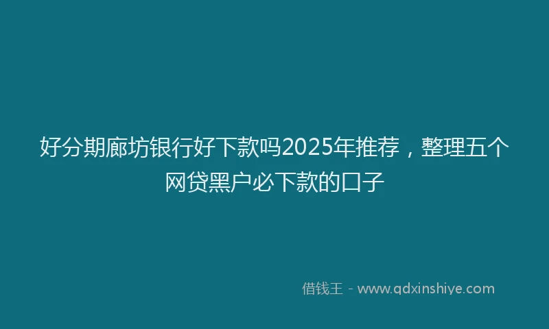 好分期廊坊银行好下款吗2025年推荐，整理五个网贷黑户必下款的口子