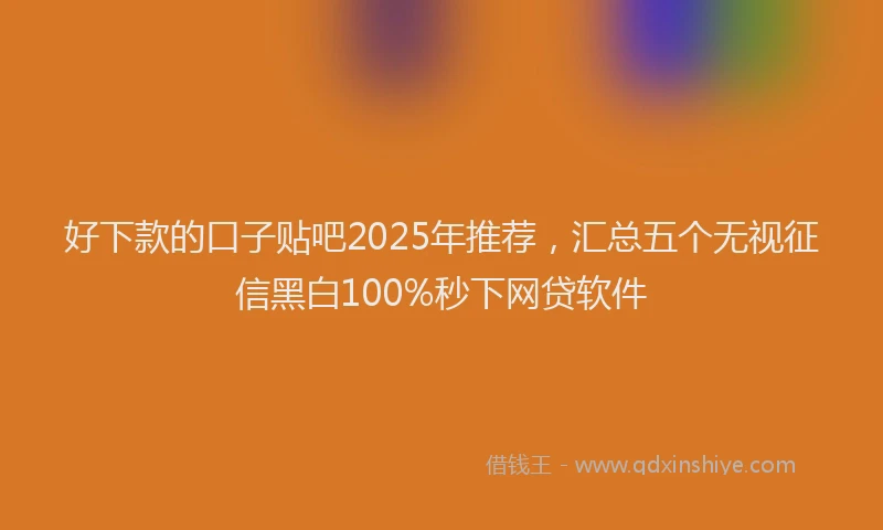 好下款的口子贴吧2025年推荐，汇总五个无视征信黑白100%秒下网贷软件