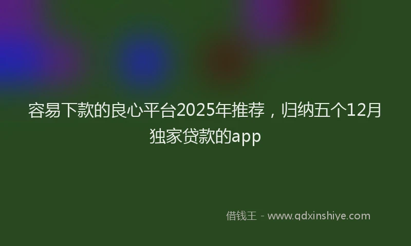 容易下款的良心平台2025年推荐，归纳五个12月独家贷款的app