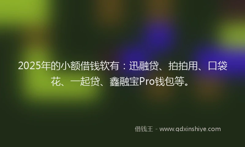 2025年的小额借钱软有：迅融贷、拍拍用、口袋花、一起贷、鑫融宝Pro钱包等。