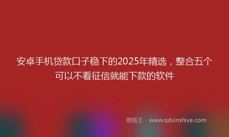 安卓手机贷款口子稳下的2025年精选，整合五个可以不看征信就能下款的软件