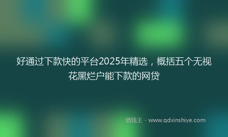 好通过下款快的平台2025年精选，概括五个无视花黑烂户能下款的网贷