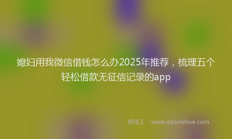 媳妇用我微信借钱怎么办2025年推荐，梳理五个轻松借款无征信记录的app