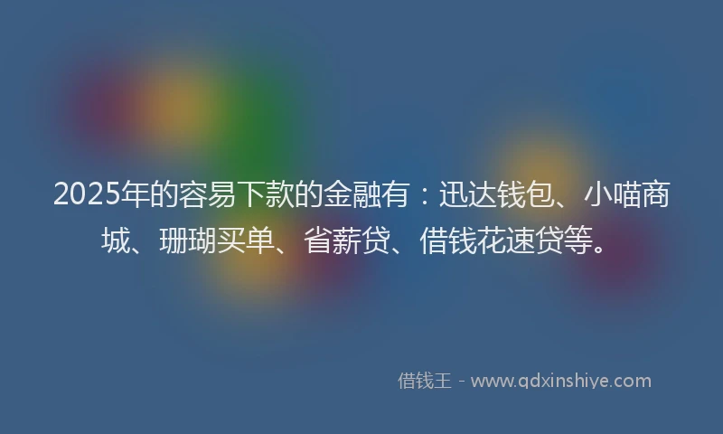 2025年的容易下款的金融有：迅达钱包、小喵商城、珊瑚买单、省薪贷、借钱花速贷等。