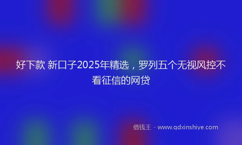 好下款 新口子2025年精选，罗列五个无视风控不看征信的网贷