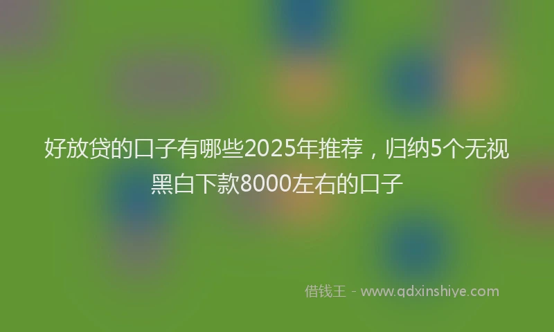 好放贷的口子有哪些2025年推荐，归纳5个无视黑白下款8000左右的口子