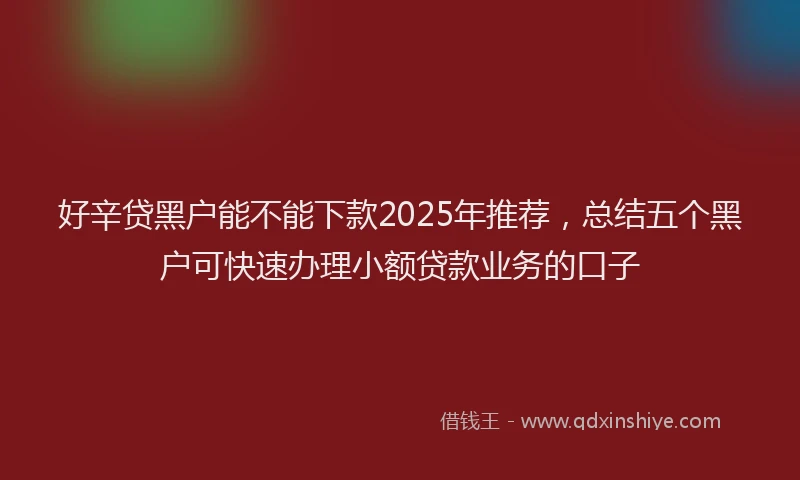 好辛贷黑户能不能下款2025年推荐，总结五个黑户可快速办理小额贷款业务的口子
