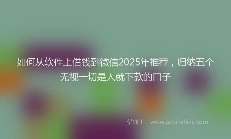 如何从软件上借钱到微信2025年推荐，归纳五个无视一切是人就下款的口子