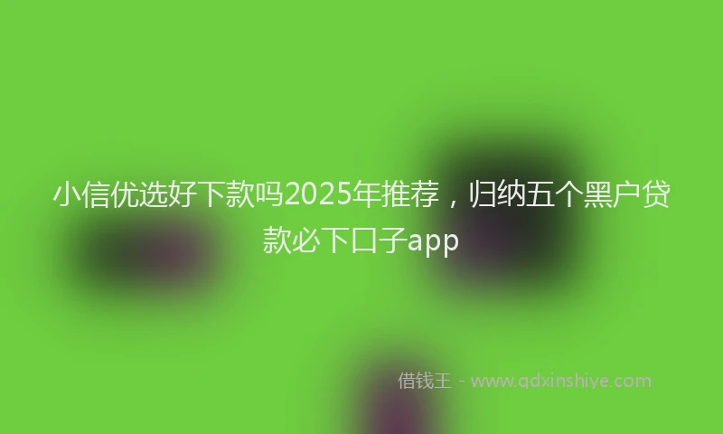 小信优选好下款吗2025年推荐，归纳五个黑户贷款必下口子app