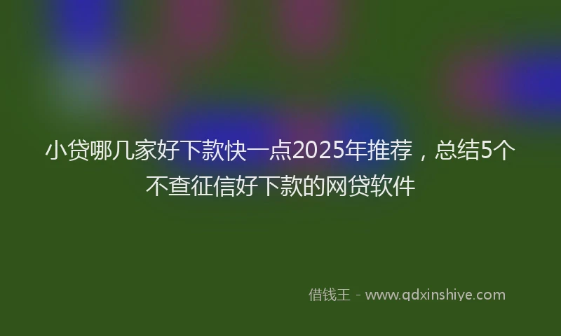 小贷哪几家好下款快一点2025年推荐，总结5个不查征信好下款的网贷软件