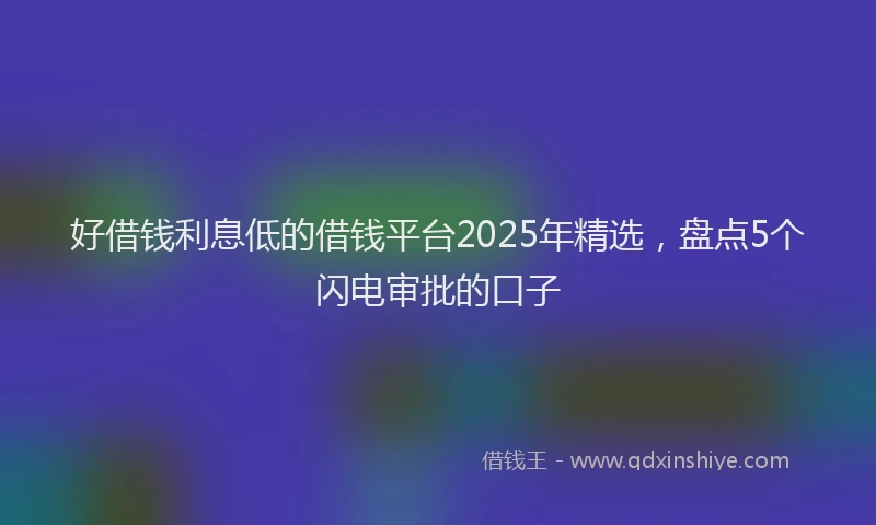 好借钱利息低的借钱平台2025年精选，盘点5个闪电审批的口子
