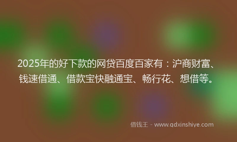2025年的好下款的网贷百度百家有：沪商财富、钱速借通、借款宝快融通宝、畅行花、想借等。